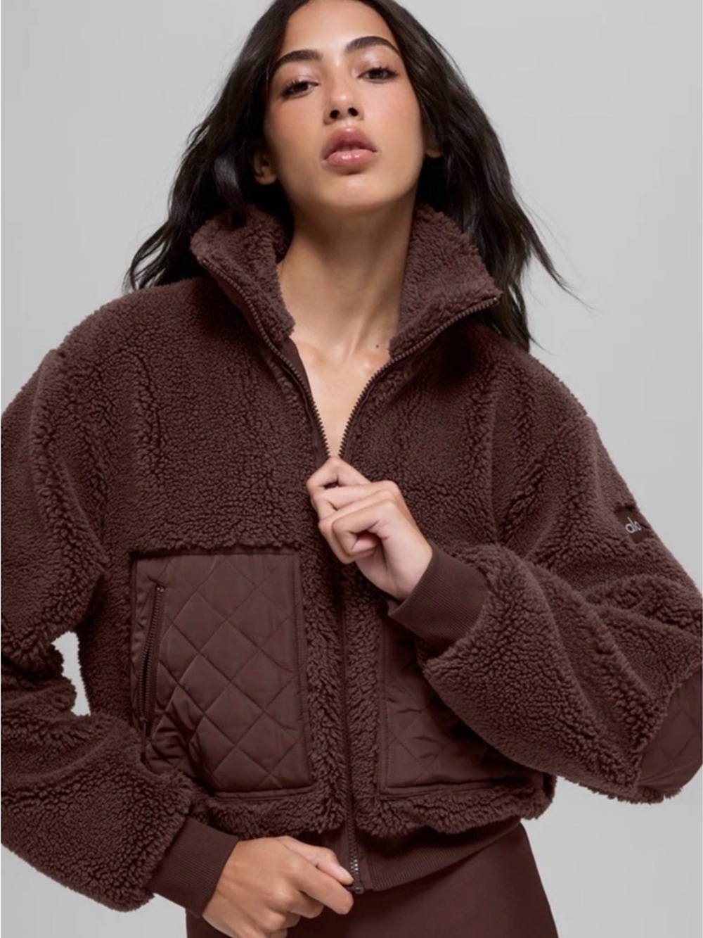 Alo Sherpa Edge Bomber Jacket in Brownstone